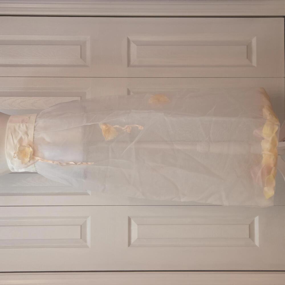 Editorial Fairy 3D Floral Overlay Maxi Skirt Size XS Sheer Avant Garde Hanbok